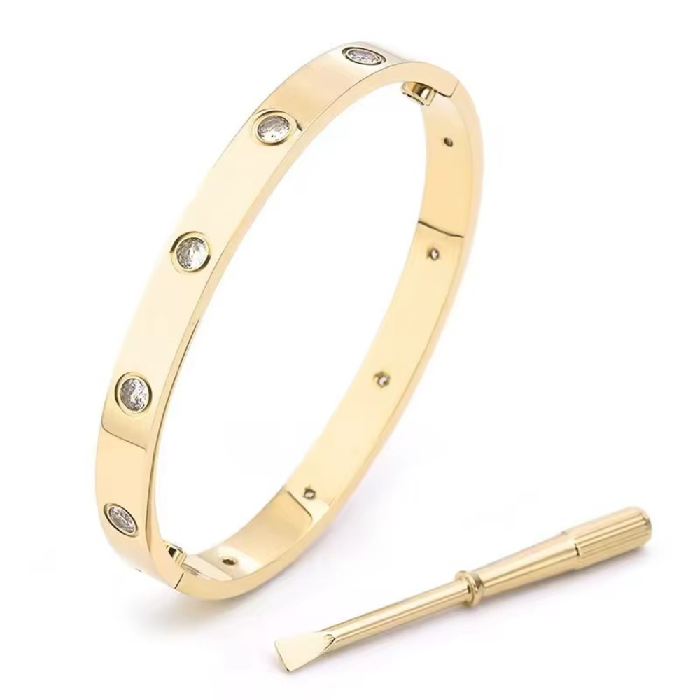 Elegant Gold Bracelet Bangle with Crystal Accents